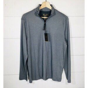 TASSO ELBA Supima Cotton 1/4 Zip Pullover Shirt Top Navy Blue Mens SMALL NEW NWT